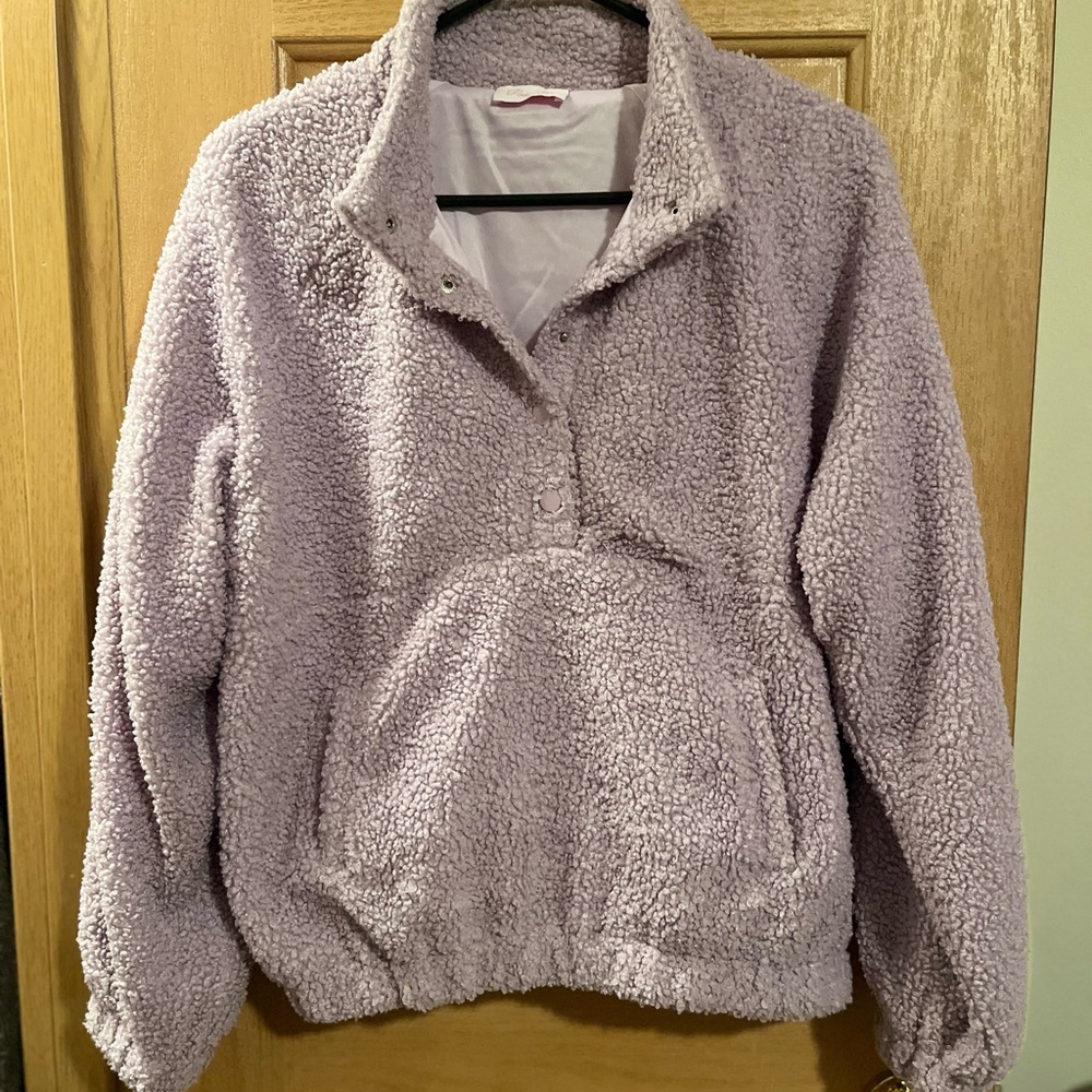 Pink Lily Lavender Sherpa Pullover Jacket
